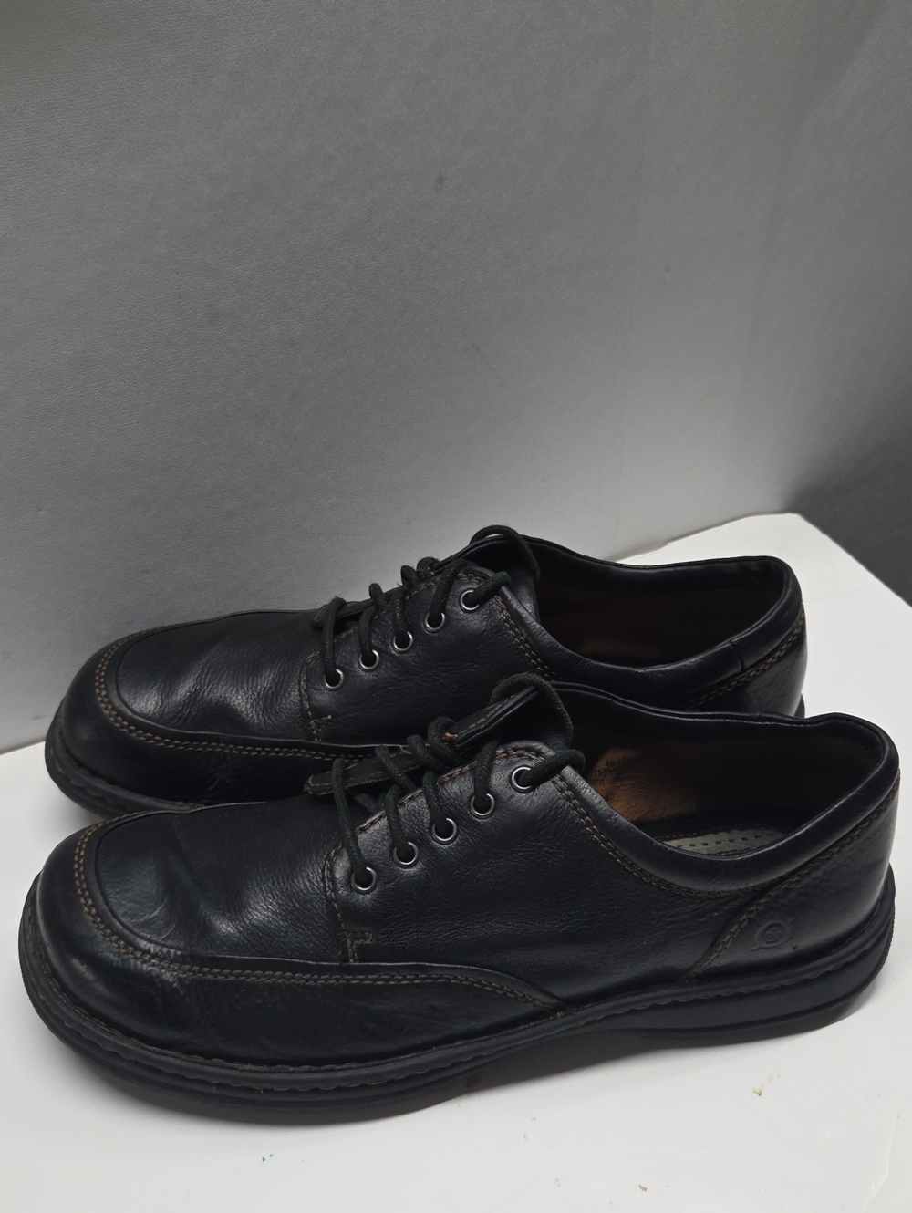 Born Mens Black Leather Lace-Up Derbys Size 12